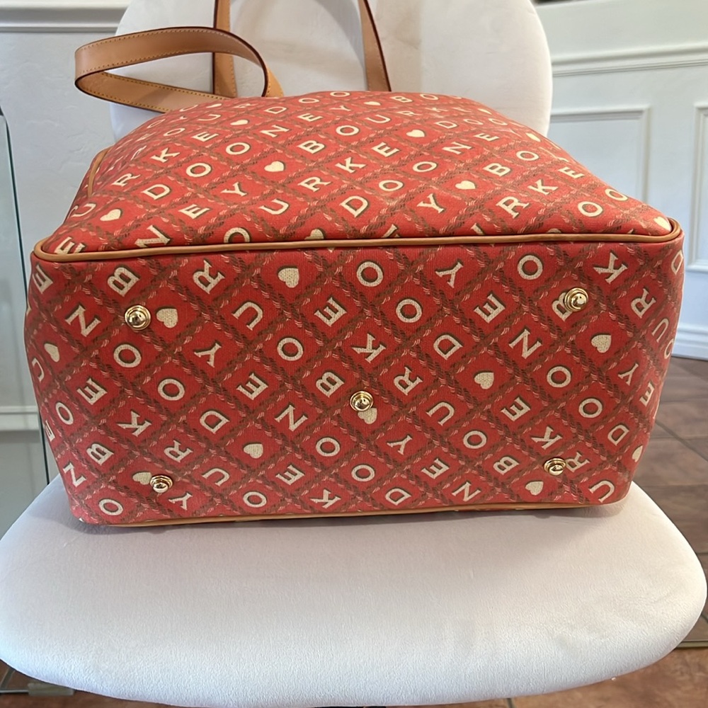 Dooney & Bourke Y2K Crosshatch Rope Hearts Large Leather Tote Bag 👜 Cherry 🍒 - Picture 4 of 14